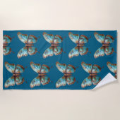 ターコイズブルー蝶 ビーチタオル (正面)