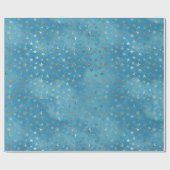 ターコイズブルー金ゴールドスター ラッピングペーパー (フラット)