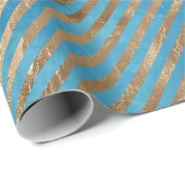 ターコイズブルー金ゴールドストライプ ラッピングペーパー (ロールコーナー)