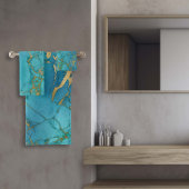 ターコイズブルー金ゴールド大理石ロックメタリック バスタオルセット