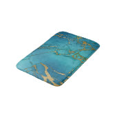 ターコイズブルー金ゴールド大理石ロックメタリック バスマット (アングル)