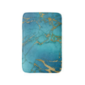 ターコイズブルー金ゴールド大理石ロックメタリック バスマット (正面縦)