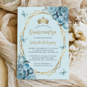 ターコイズブルー金ゴールド幾何学的フローラクインセアニラ 招待状