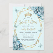 ターコイズブルー金ゴールド幾何学的フローラスウィート16 招待状 (正面)