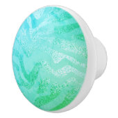 ターコイズブルー金属ゼブラストライプの セラミックノブ (右)