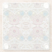 ターコイズブルー銀金ゴールドブルゴーニュのピンクボヘミア ガラスコースター (裏面)