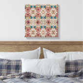 ターコイズブルー銀金ゴールドブルゴーニュのピンクボヘミア キャンバスプリント (インサイチュ (寝室))