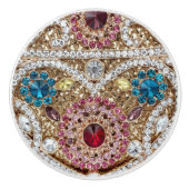 ターコイズブルー銀金ゴールドブルゴーニュのピンクボヘミア セラミックノブ (正面)