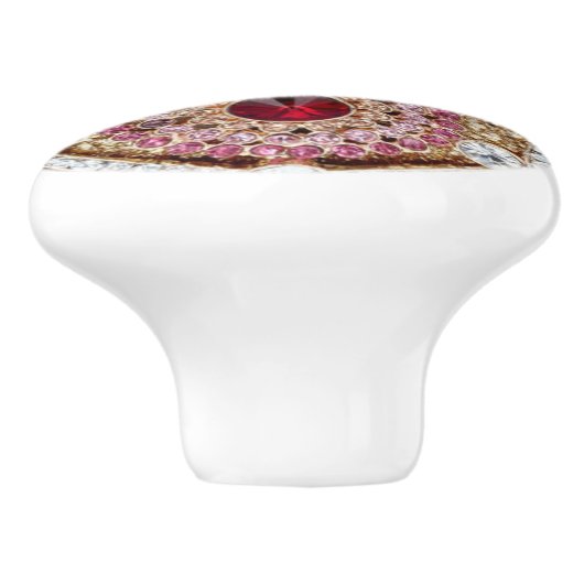 ターコイズブルー銀金ゴールドブルゴーニュのピンクボヘミア セラミックノブ (側面)