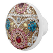 ターコイズブルー銀金ゴールドブルゴーニュのピンクボヘミア セラミックノブ (右)