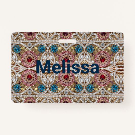 ターコイズブルー銀金ゴールドブルゴーニュのピンクボヘミア バッジ (正面)