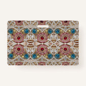 ターコイズブルー銀金ゴールドブルゴーニュのピンクボヘミア バッジ (裏面)