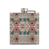 ターコイズブルー銀金ゴールドブルゴーニュのピンクボヘミア フラスク (裏面)