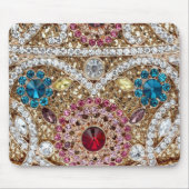 ターコイズブルー銀金ゴールドブルゴーニュのピンクボヘミア マウスパッド (正面)