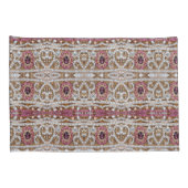 ターコイズブルー銀金ゴールドブルゴーニュのピンクボヘミア 枕カバー (裏面-右)