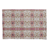 ターコイズブルー銀金ゴールドブルゴーニュのピンクボヘミア 枕カバー (正面左)