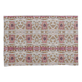 ターコイズブルー銀金ゴールドブルゴーニュのピンクボヘミア 枕カバー (正面右)