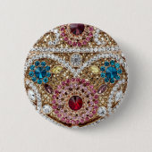 ターコイズブルー銀金ゴールドブルゴーニュのピンクボヘミア 缶バッジ (正面)