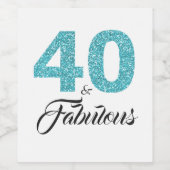 ターコイズブルー40と素晴らしい40th誕生日パーティー ワインラベル (シングルラベル)