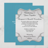 ターコイズブルー オルネイト シルバーフレーム 25周年 招待状 (正面/裏面)