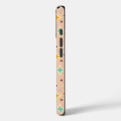 ターコイズブルー、オレンジ、ブラックのレトロ幾何学模様 Case-Mate iPhoneケース (裏面 / 左)
