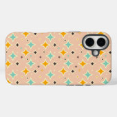 ターコイズブルー、オレンジ、ブラックのレトロ幾何学模様 Case-Mate iPhoneケース (裏面 (横))