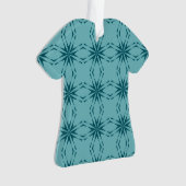 ターコイズブルー，カッコいいトレンディーフラワー抽象化 オーナメント (正面)