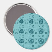 ターコイズブルー,カッコいいトレンディーフラワー抽象化 マグネット (正面/裏面)