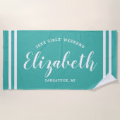 ターコイズブルー ガールズウィークエンド 個人名カスタマイズ ビーチタオル (正面)