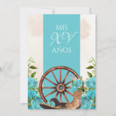 ターコイズブルー キンチャネラ チャラ ウェスタン ローズ 招待状 (裏面)