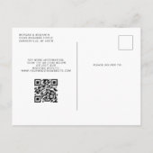 ターコイズブルー+ゴールド+アゲート QRコード Save the Date 案内ポストカード (裏面)