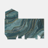 ターコイズブルー ゴールド アブストラクト ウォーターペイント 結婚式 フェイバーボックス (折り畳みなし)