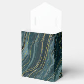 ターコイズブルー ゴールド アブストラクト ウォーターペイント 結婚式 フェイバーボックス (オープン)