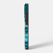 ターコイズブルー ゴールド ギッター iPhoneケース iPhone 14 Proケース (左側面)