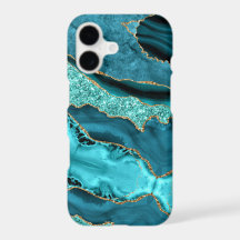 ターコイズブルー ゴールド グリッター アクア iPhoneケース