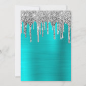 ターコイズブルー&シルバードリップ60誕生日 招待状 (裏面)