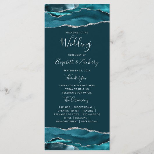 ターコイズブルー シルバー アゲート ウェディング スイート プログラム (正面)