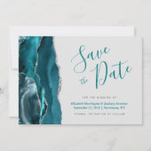 ターコイズブルー シルバー アゲート グレー Save the Date カード (正面)