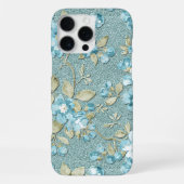 ターコイズブルー+シーフォームグリーン+ティールブルーの花柄ウォーターカラー iPhoneケース (裏面)