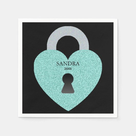 ターコイズブルー セレブレーション シャワー バースデー ティアラ パーティー スタンダードカクテルナプキン (正面)