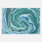 ターコイズブルー ティール オーシャン スワール ラッピングペーパーシート (正面3)