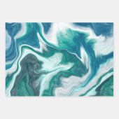 ターコイズブルー ティール オーシャン スワール ラッピングペーパーシート (正面2)