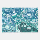 ターコイズブルー ティール オーシャン スワール ラッピングペーパーシート (正面)