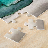 ターコイズブルー&ティール(緑がかった色)モダンボタニカルウォーター ジグソーパズル (側面)