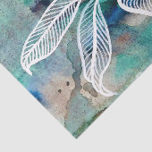 ターコイズブルー&ティール(緑がかった色)モダンボタニカルウォーター 薄葉紙 (詳細)