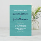 ターコイズブルー、ネイビーブルー + ピンクのペイントウェディング招待状 招待状 (スタンド正面)