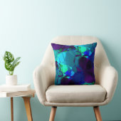 ターコイズブルー&パープルエレガント抽象芸術パターン クッション (椅子)