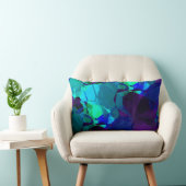 ターコイズブルー&パープルモダン抽象芸術パターン ランバークッション (椅子)
