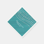 ターコイズブルー&パールエレガントブライダルシャワー スタンダードカクテルナプキン (角)