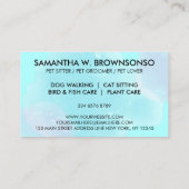 ターコイズブルー ピンク ペットグルーマー 猫 犬 名刺 (裏面)